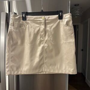Faux Leather Skirt. Cream color
